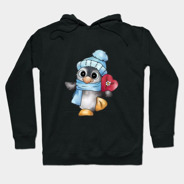 Pinguin mit Herz Hoodie by Blumchen